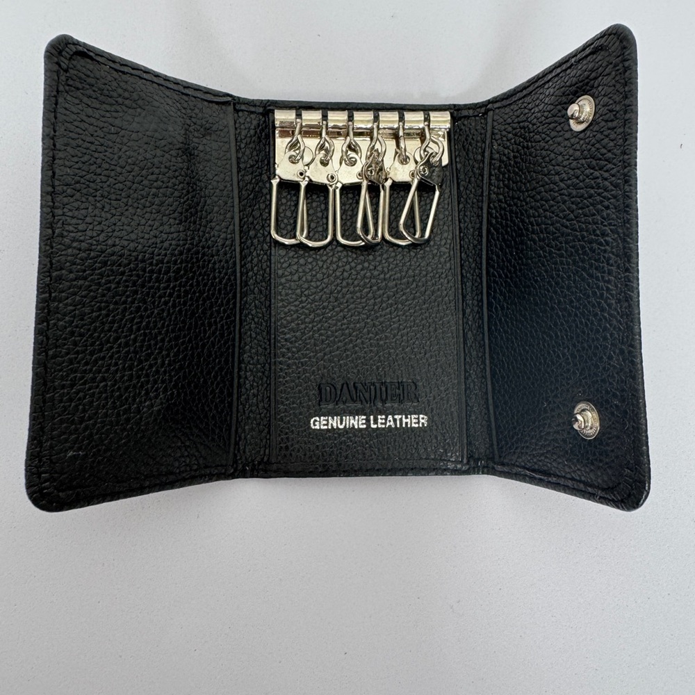 Vintage Danier Black Leather Key Holder Wallet Case